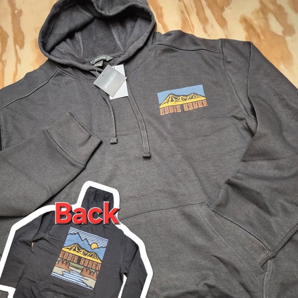 NWT Eddie Bauer Hoodie Mens Size XL‎ Pullover Sweatshirt Graphic Sun Mountains - Picture 1 of 7